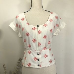 Anthropologie Florear Hash Embroidered Blouse